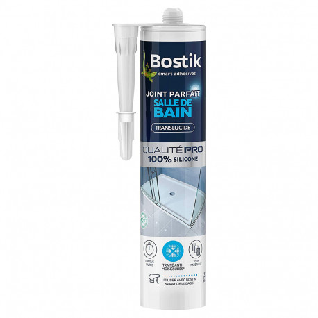 Mastic d’étanchéité spécial salle de bain blanc Bostik Joint Parfait tous  matériaux, lot de 2 cartouches de 280 ml