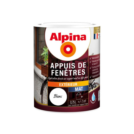 Appuis de fenêtres Alpina 0,75L mat blanc - Fabrication française