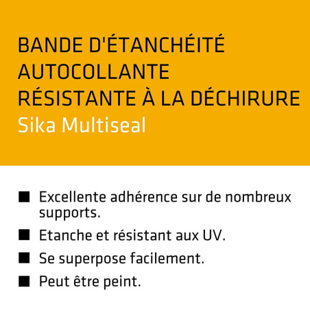 Bande d'étanchéité adhésive bitumeuse gris 75mm x 10m MultiSeal Sika