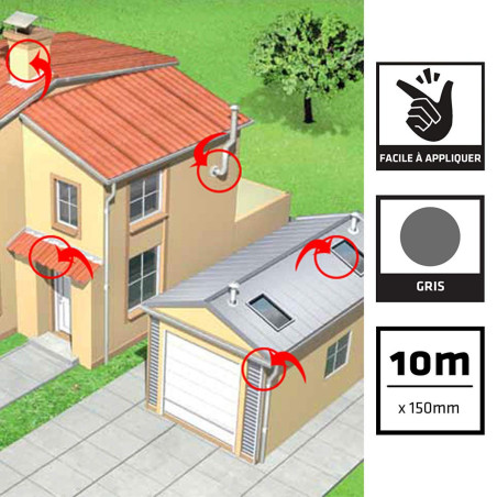 Bande d'étanchéité adhésive bitumeuse gris 150mm x 10m MultiSeal Sika