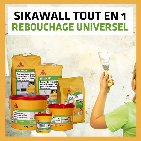 Enduit tout en 1 pâte garnissage et finition blanc Sikawall 425g Sika