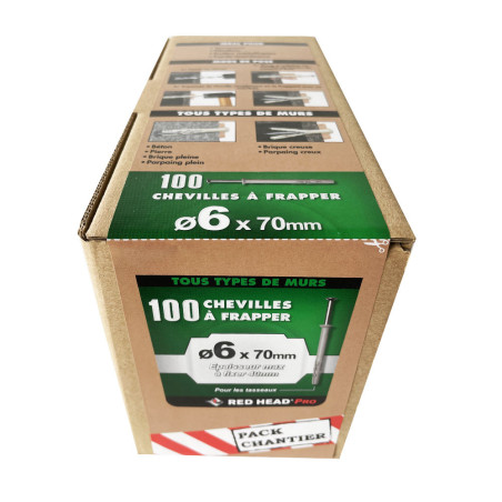 100 chevilles tous supports Frapex M Ø6 x 70mm Red Head