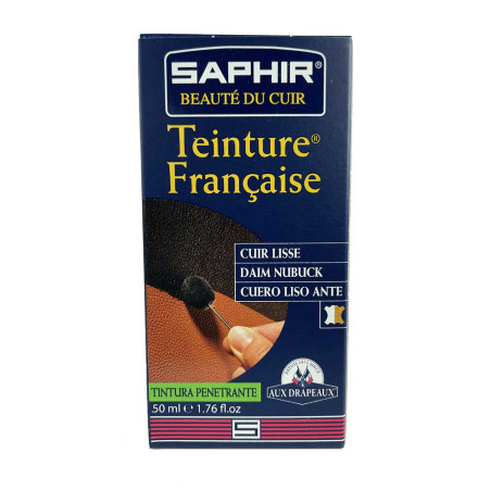 Teinture française cuir, daim & nubuck bleu marine 50ml Saphir