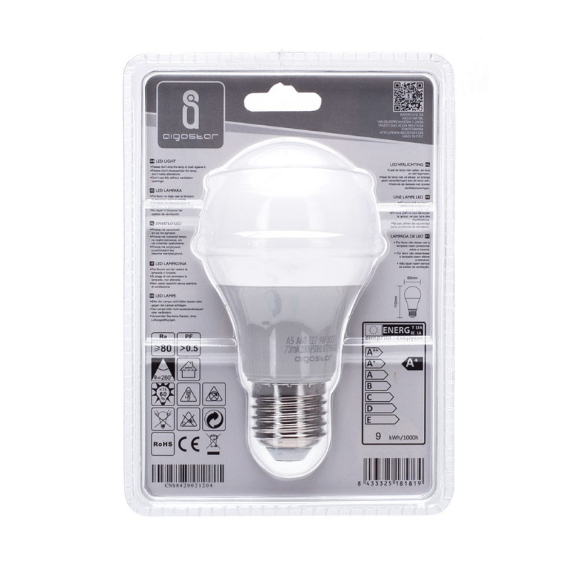 Ampoule sphérique E27 9W. Basse consommation. Acheter lampes online