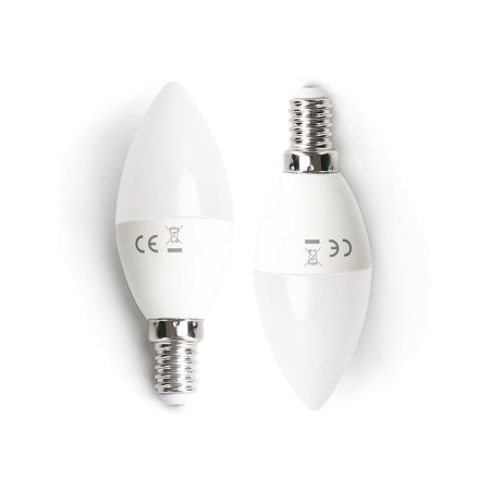 Lot 2 ampoules LED E14 Flamme 4W (équivalent 30W) - Blanc chaud