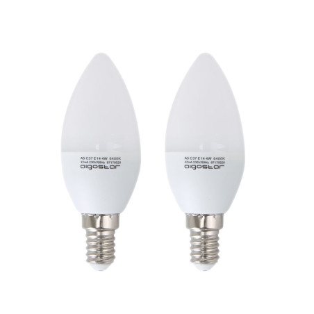 Lot 2 ampoules LED E14 Flamme 4W (équivalent 31W) - Blanc froid