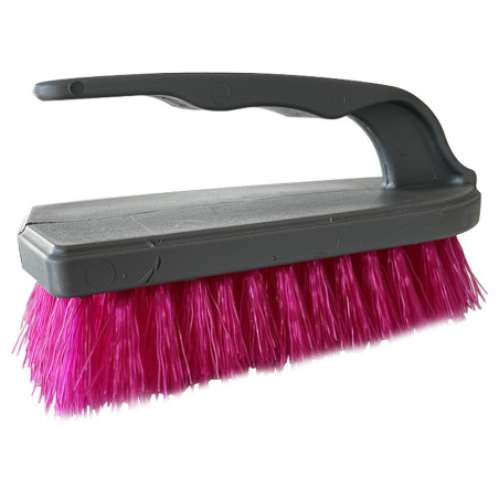 Brosse de nettoyage à main avec poignée poils souples rose