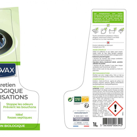 Entretien biologique canalisations Starwax 1L