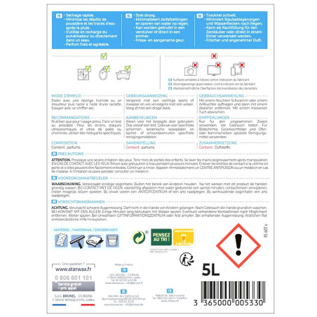 Nettoyant liquide spécial vitres et miroirs Starwax 5L