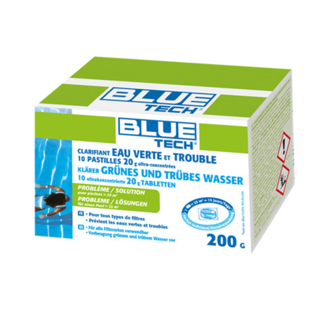 Clarifiant eau verte et trouble 10 pastilles Blue Tech 200g