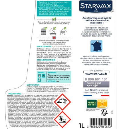 Nettoyant désinfectant surodorant animaux Starwax 1L