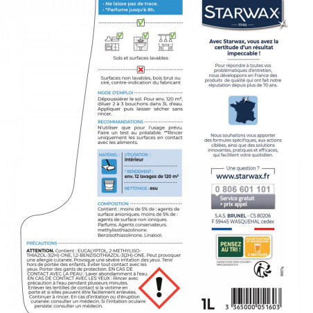 Nettoyant désodorisant longue durée brise marine Starwax 1L