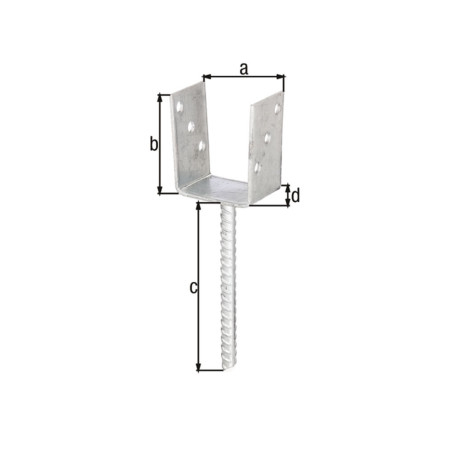 Ancre de poteau en U à bétonner 91 x 100 mm galvanisé - Alberts