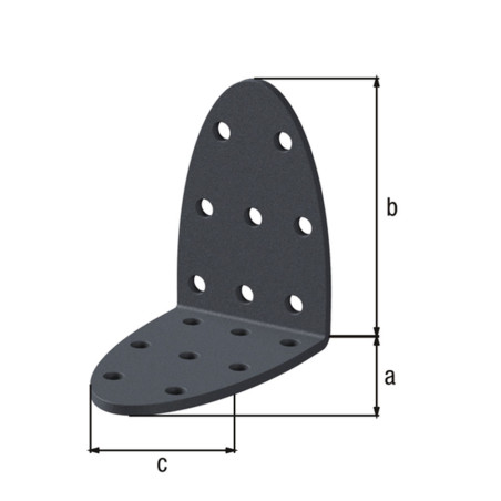 Équerre multi-trous graphite 60 x 60 x 40 x 2,5mm Ovado galvanisé plastifié - Alberts