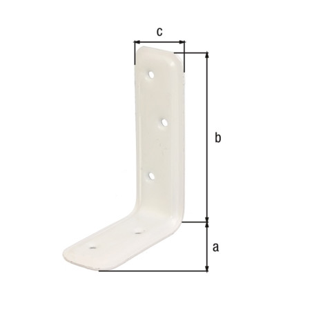 Équerre emboutie blanche 80 x 120 x 40mm phosphaté zinc plastifié - Alberts