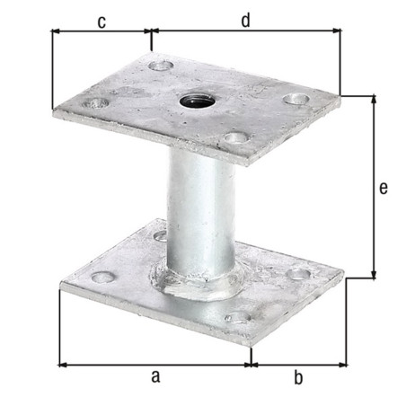 Pied de poteau Ø27mm 70 x 90mm galvanisé - Alberts