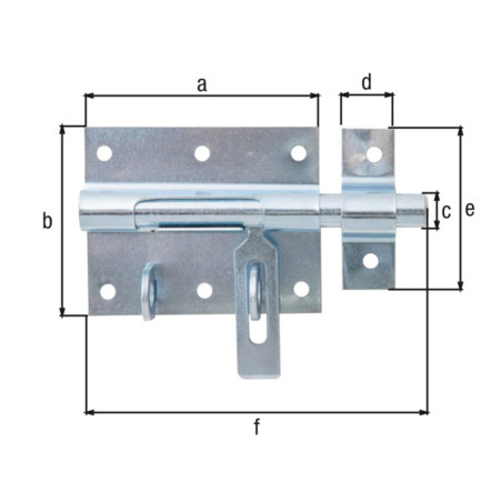 Verrou box cadenas 80 x 116mm zingué - Alberts