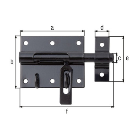 Verrou box cadenas 80 x 116mm noir - Alberts