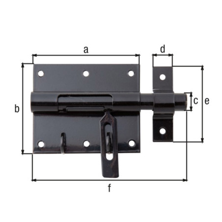 Verrou box cadenas 95 x 135mm noir - Alberts