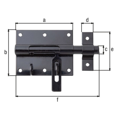 Verrou box cadenas 90 x 130mm noir - Alberts