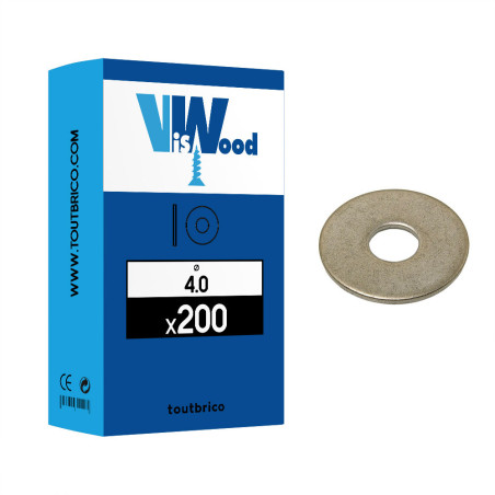 Boite 200 rondelles Ø 4mm type LL zingué - Viswood