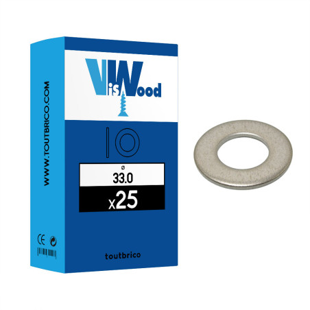 Boite 25 rondelles Ø 33mm type M zingué - Viswood