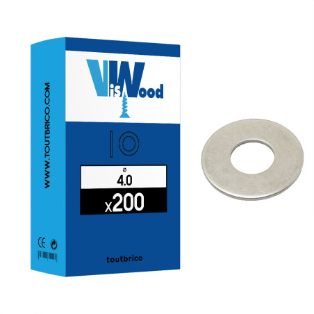 Boite 200 rondelles Ø 4mm type L zingué - Viswood