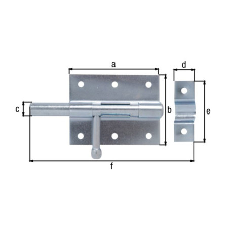 Verrou box bouton 80 x 116mm zingué - Alberts