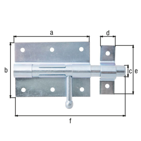 Verrou box bouton 90 x 130mm zingué - Alberts