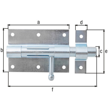 Verrou box bouton 95 x 135mm zingué - Alberts