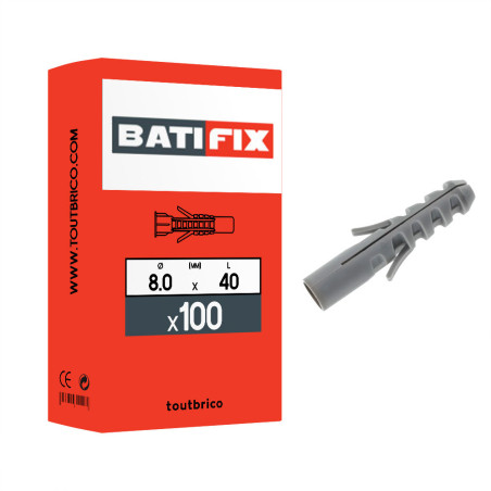 Boite 100 chevilles multimatériaux 8 x 40mm nylon - Batifix