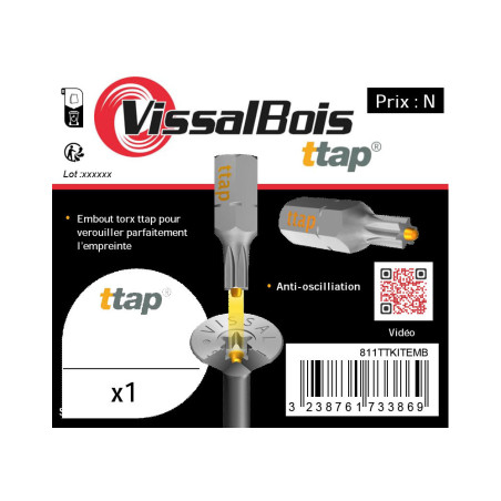 Embout TTAP n°20-25-30 acier à l'unité - Viswood