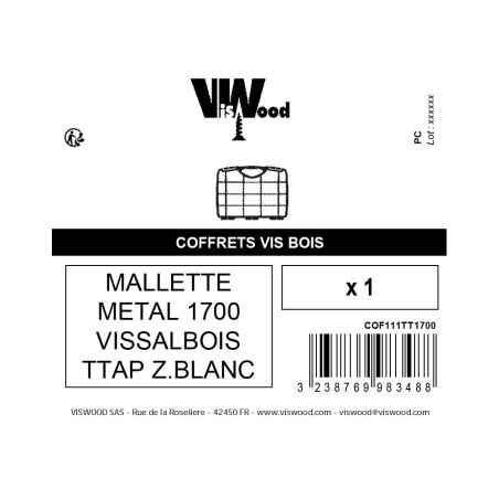 Coffret vis TTAP bois + embouts - 1700 pièces