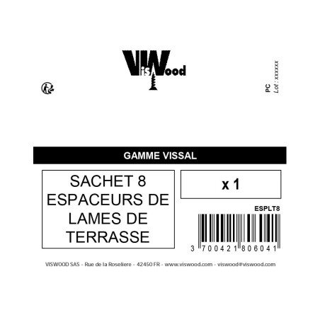 Sachet 8 espaceurs de lames de terrasse 3 mm à 6mm