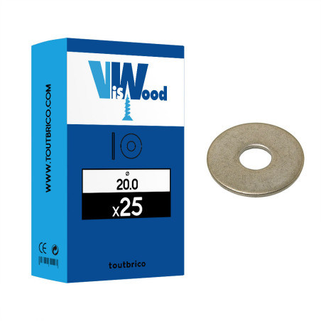 Boite 25 rondelles Ø 20mm type LL zingué - Viswood