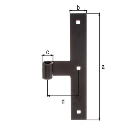 Penture charnière milieu droite noire 250mm x 35mm Ø14 - Alberts