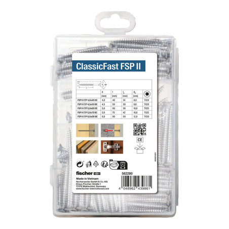 Coffret vis agglo Torx 20-25-30 ClassicFast 110pcs - Fischer