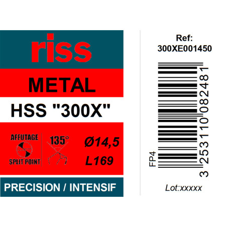 Foret à métaux HSS taillé meulé 300X Ø14,5mm - Riss