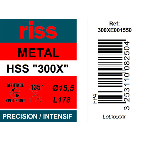 Foret à métaux HSS taillé meulé 300X Ø15,5mm - Riss