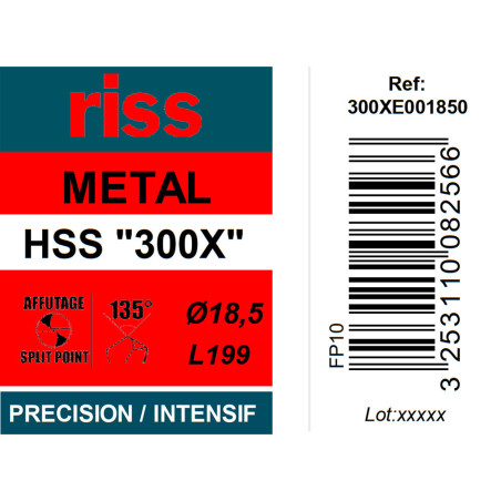 Foret à métaux HSS taillé meulé 300X Ø18,5mm - Riss