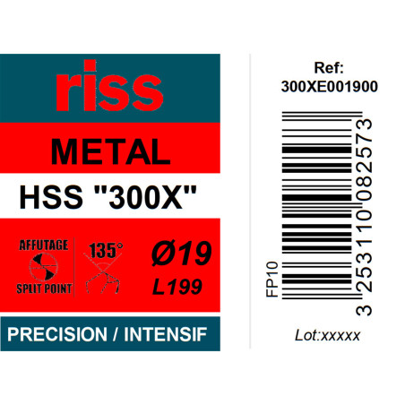 Foret à métaux HSS taillé meulé 300X Ø19mm - Riss