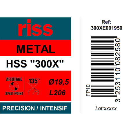 Foret à métaux HSS taillé meulé 300X Ø19,5mm - Riss