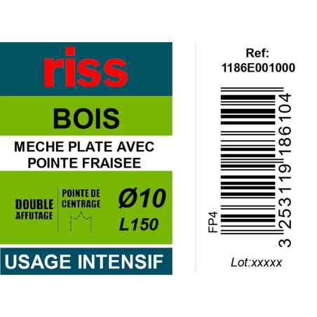 Mèche plate double brise copeaux Ø10mm - Riss