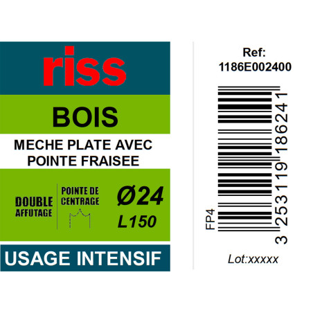 Mèche plate double brise copeaux Ø24mm - Riss