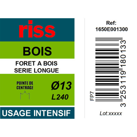 Foret à bois série longue Ø13 x 240mm - Riss