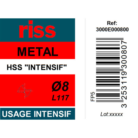 Foret à métaux HSS taillé meulé Ø8mm - Riss