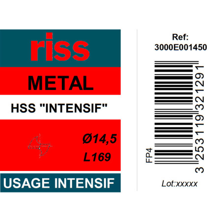 Foret à métaux HSS taillé meulé Ø14,5mm - Riss