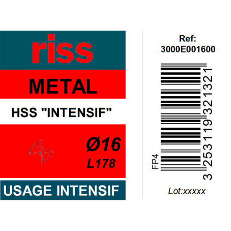 Foret à métaux HSS taillé meulé Ø16mm - Riss