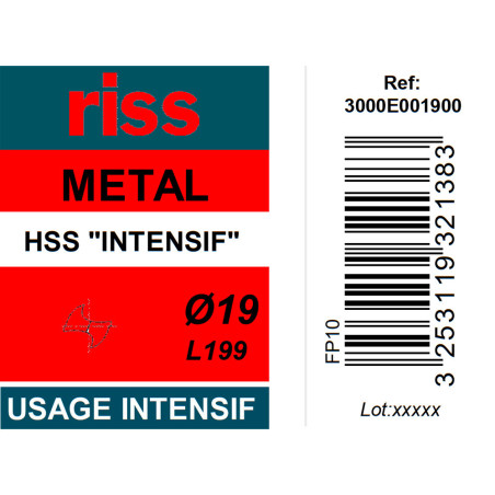 Foret à métaux HSS taillé meulé Ø19mm - Riss