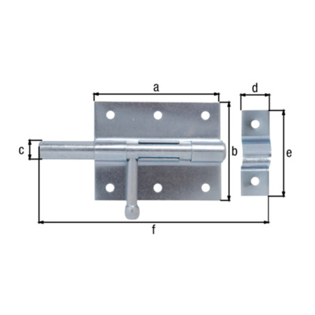 Boite 10 verrous box bouton 80 x 116mm zingué - Alberts